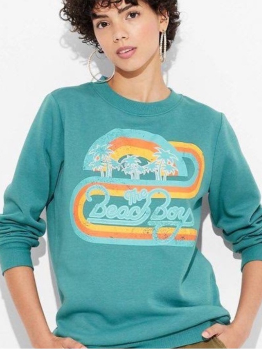 The Beach Boys Women’s Teal Graphic Crewneck Sweatshirt Small New